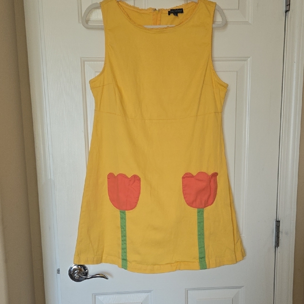 Smak Parlour UNIQUE VINTAGE KAWAII Yellow DRESS CUTE BOLD ARTSY BOLD RETRO LARGE - Picture 4 of 13